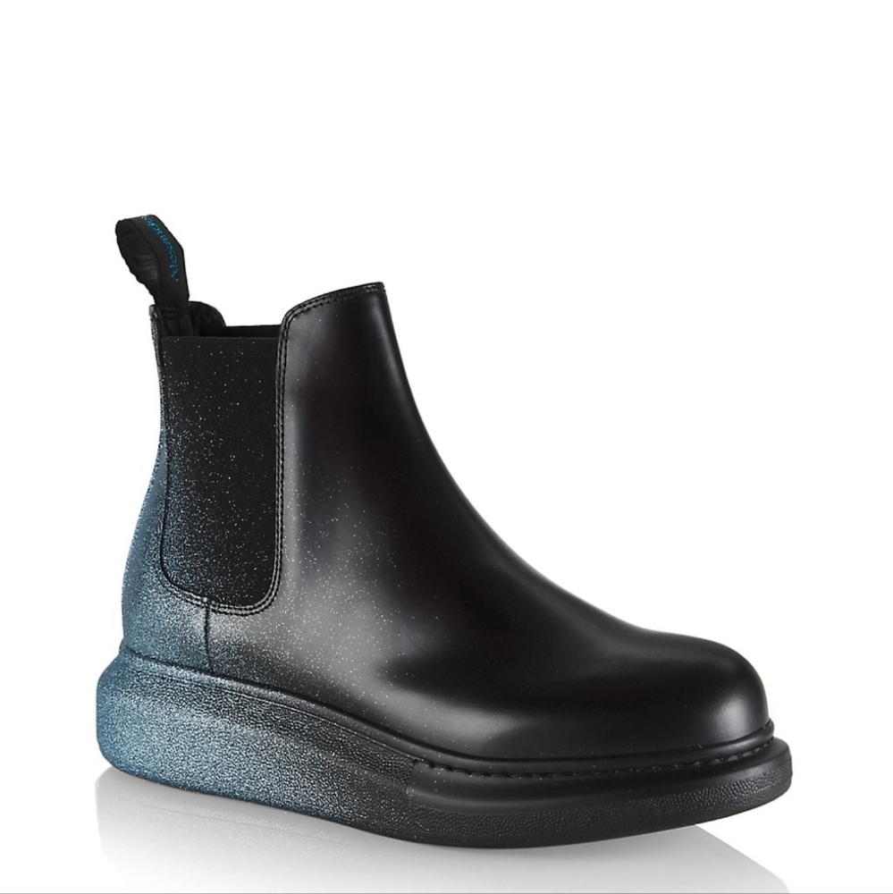 Alexander McQueen's Treadslick Chelsea Black/Pastel Sky Blue - Worn Once